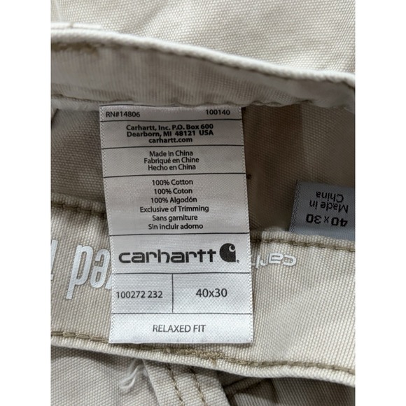 Carhartt Mens Rugged Cargo Pants Relaxed Fit Tan Khaki 40x30 Workwear 100272 - Picture 2 of 7